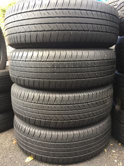 265/70/17 Bridgestone set of used tires in great condition 60-70% tread 225$ for 4 . Installation and balance available, wheel alignment available,