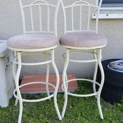 Swivel Barstool, Metal/Cream/