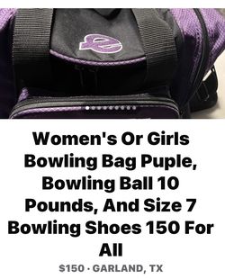 Bowling Bag and Ball and Shoes. Cash Only