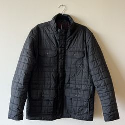 Tommy Hilfiger Mens Black Six Pocket Mid Weight Water Resistant Zipper Jacket