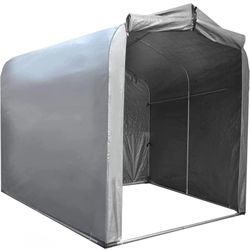 Outdoor Portable Storage Shed Tent, Waterproof Carport with Roll-Up Zipper Door and Durable Galvanized Steel Frame, Ideal for Motorcycle, GTV, Bike, W