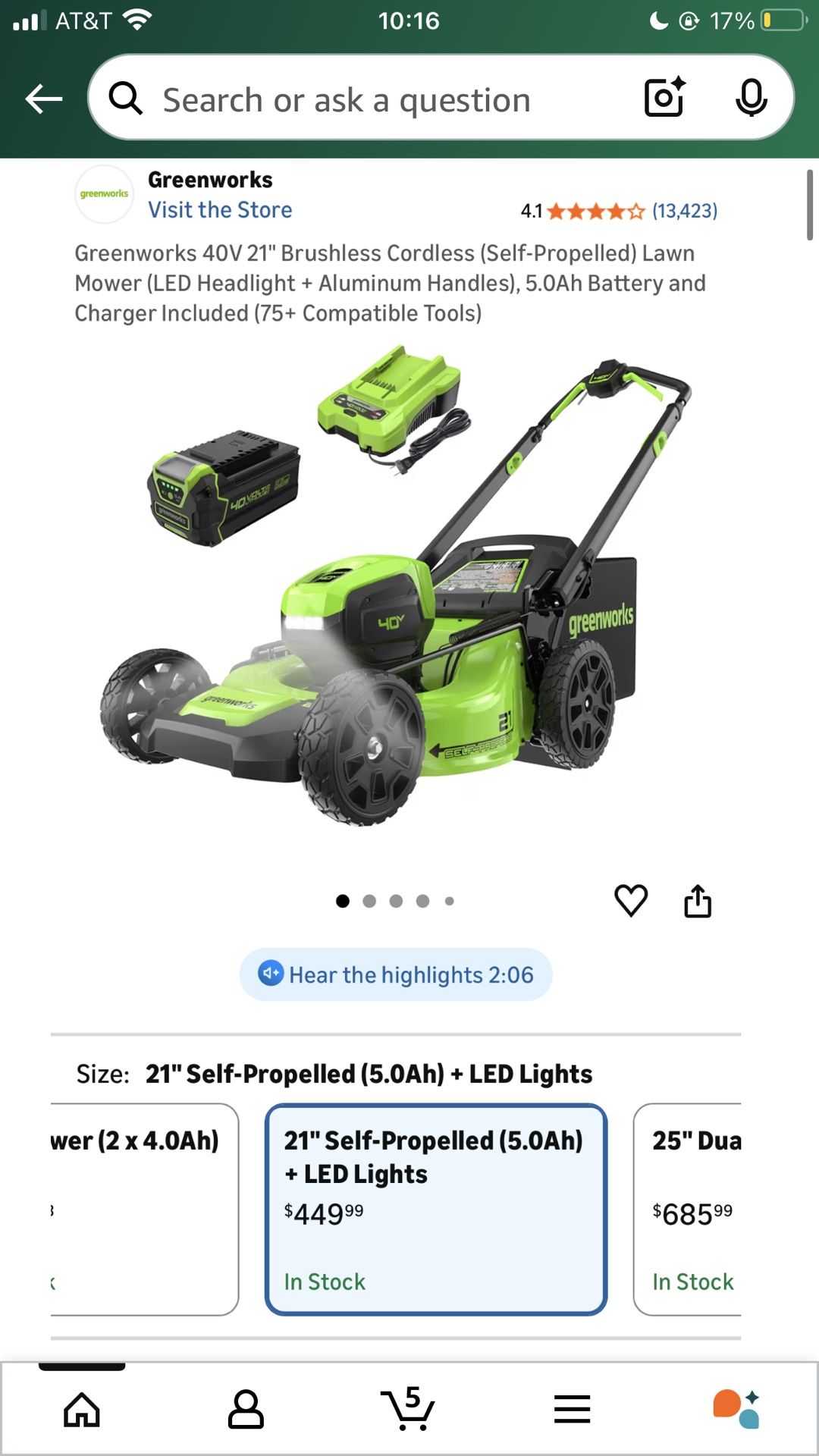 Greenworks 40v Lawn Mower