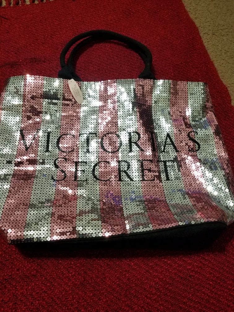 (NEW) Victoria Secret Sequin Large Tote Bag