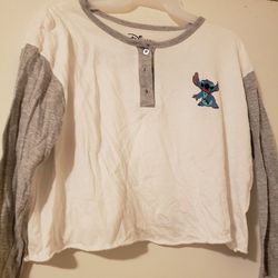 Disney Lilo & Stitch Crop Baseball Blouse Top