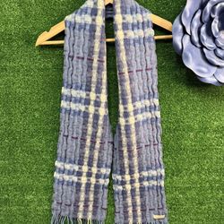 Burberry Blue Checkered Scarf 