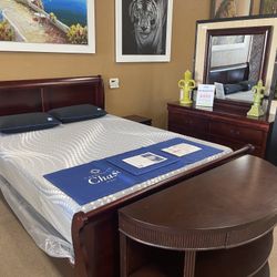 Cherry Color Queen Bedroom Set - 4Pc