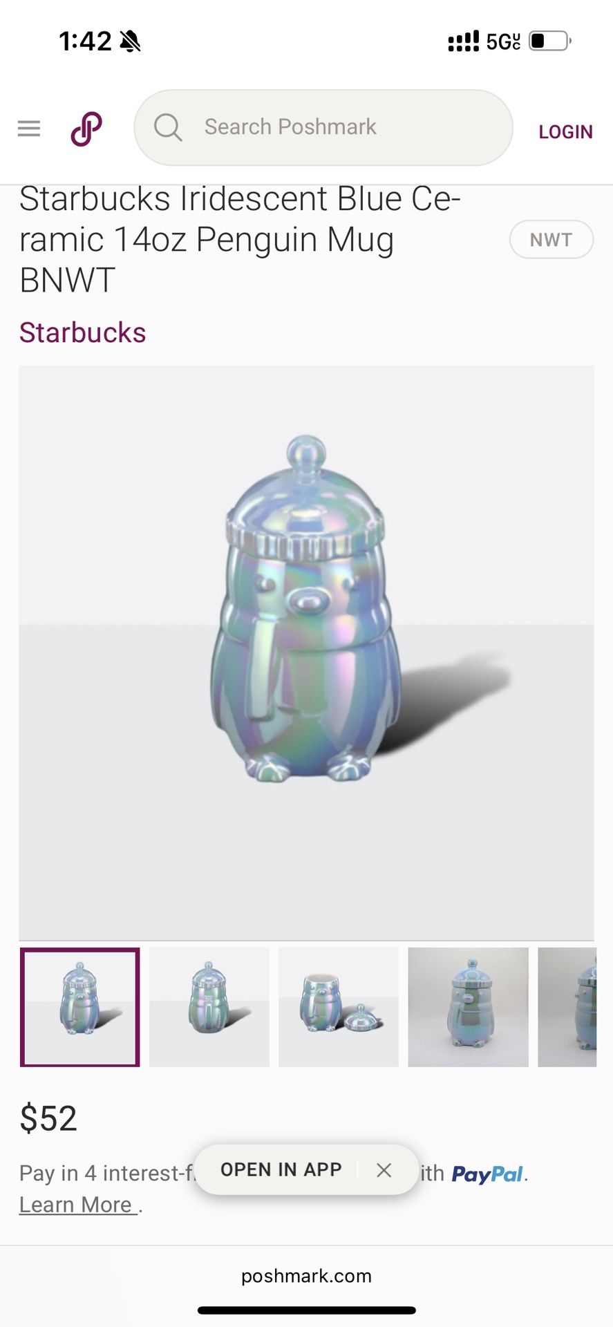 Starbucks Iridescent Blue Ceramic 14oz Penguin Mug brand new sealed