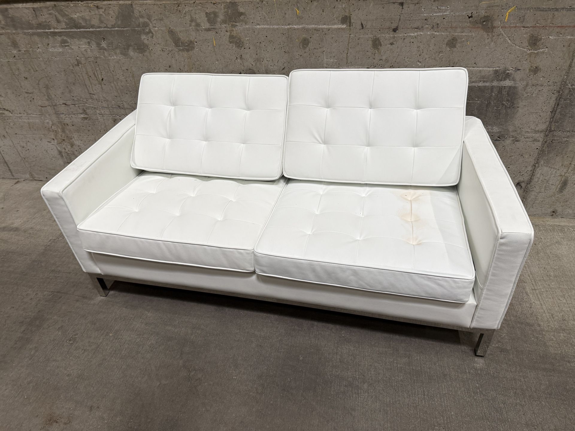 White Leather Loveseat