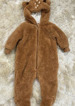 Old Navy Baby Deer Costume Winter Suit 3-6 Months Fawn Fuzzy Fleece Sherpa