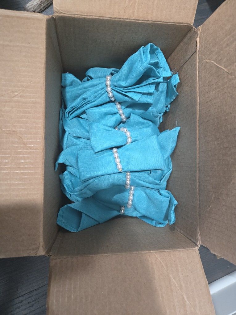 Teal Dinner Napkins With Rings