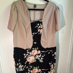 SHEIN Curve Floral Print Bell Short Sleeve Woman’s Dress Size 2XL