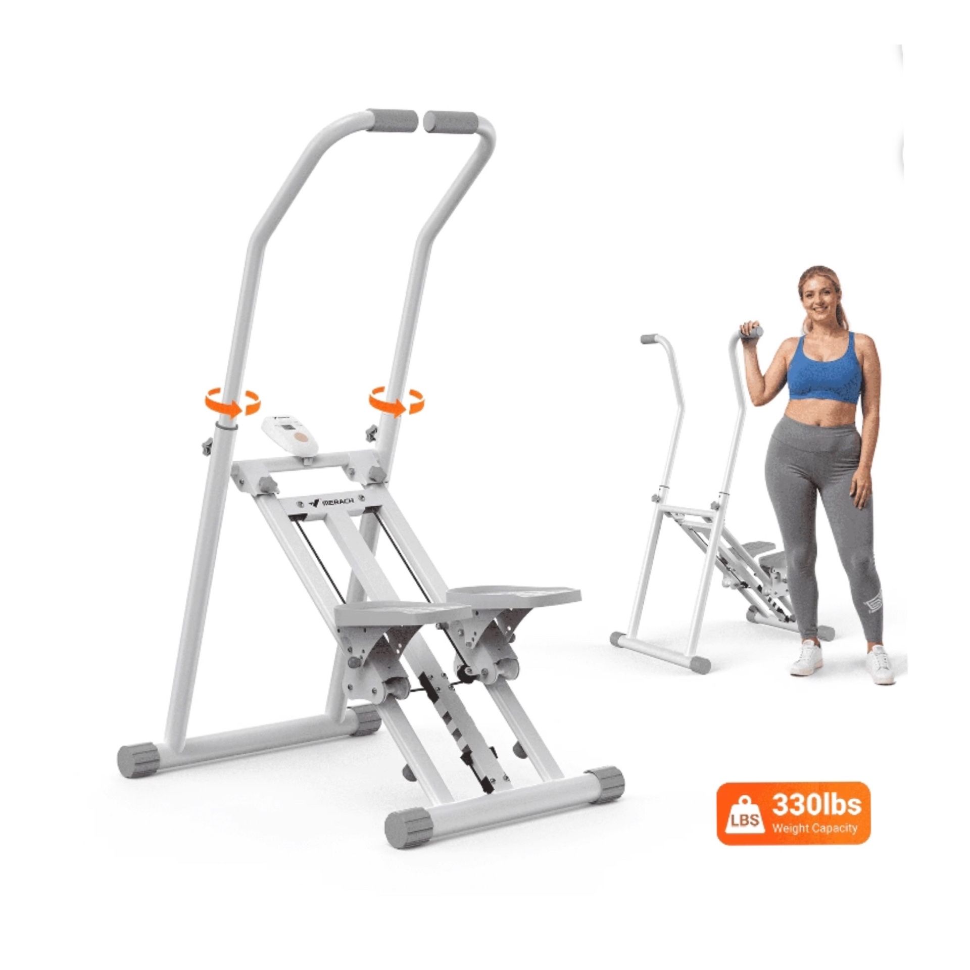 Stair Stepper Climber Exercise Machine Portable Foldable Workout - White gray