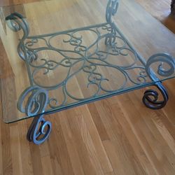 Wrought Iron And Glass Coffee Table
