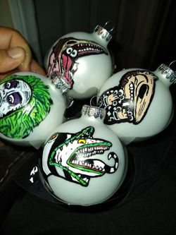 Beetlejuice Hand Painted Glass Ornament