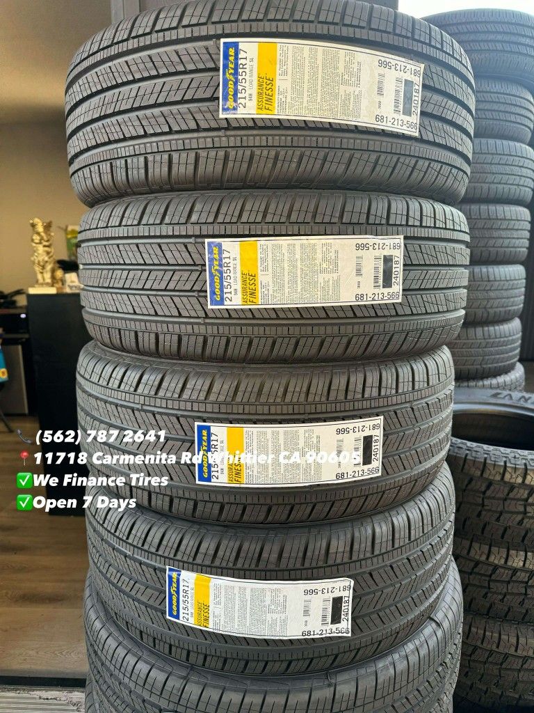 215/55R17 Goodyear Assurance Finnesse New Set of Tires Installed and Balanced Set de Llantas Nuevas Instaladas y Balanceadas