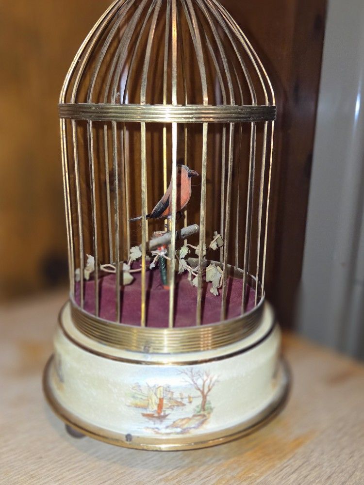 Vintage Antique German Made Bird Cage Music Box