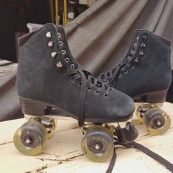 Black Suede Roller Skates 