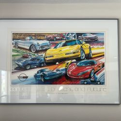 Corvette Past, Present and Future collectors Print Framed