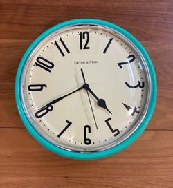 Teal Wall Clock - Retro Home Wall Decor (12 inches)