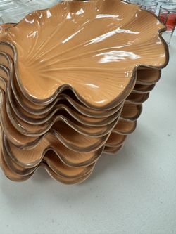 Italica ARS Ceramic Clamshell Dish Orange Plates (12 Plates) Retail: $399.  