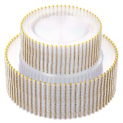 Supernal 100pcs Clear Plastic Plates With Gold Beads-Clear And Gold Plastic Plates Disposable Heavy Duty-50 Dinner Plate 10.25inch And 50 Dessert Plat