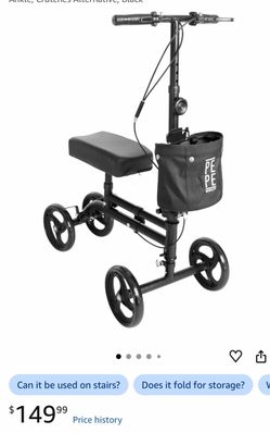 PEPE Mobility Knee Scooter for Foot Injuries Adult, Foldable and Adjustable in Height, Indoor Walker, Disability Aids for Broken Ankle, Crutches Alter