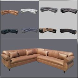 BRAND NEW 9X9FT SOFA COUCH SET, DAKOTA CAMEL LEATHER 