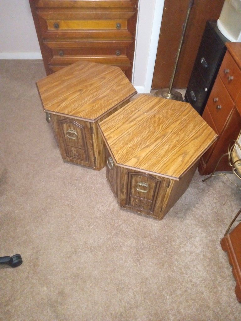 Set Of Hexagon End Tables/Nightstands 