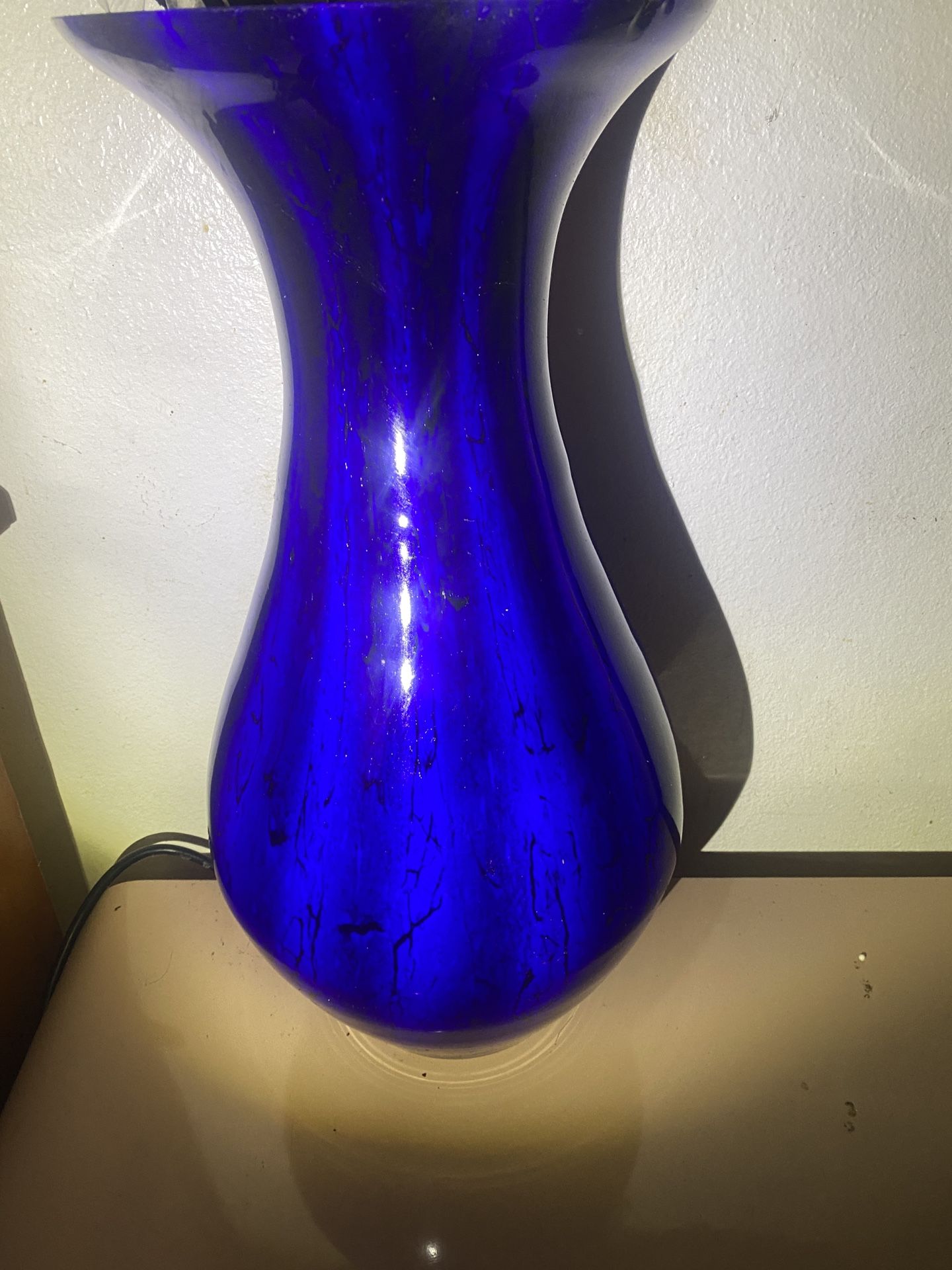 Large Royal Blue Glass Vase / Pot/Cobalt Blue Decorative Vase
