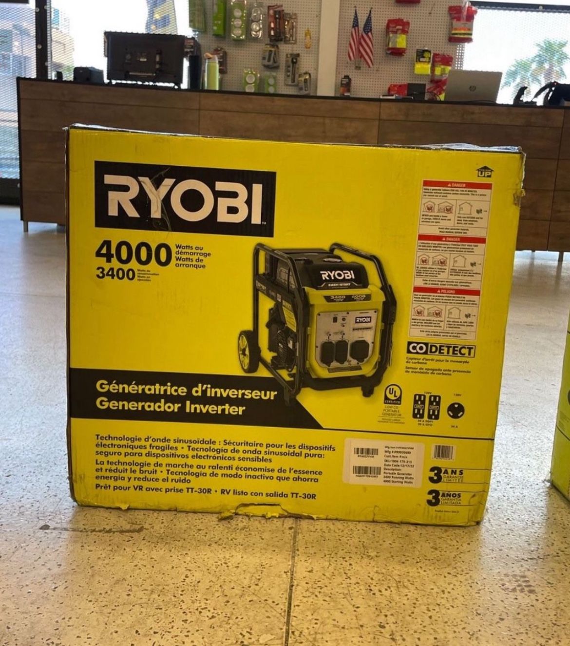 4000-Watt Recoil Start Gasoline Powered Digital Inverter Generator with CO Shutdown…RYi4022