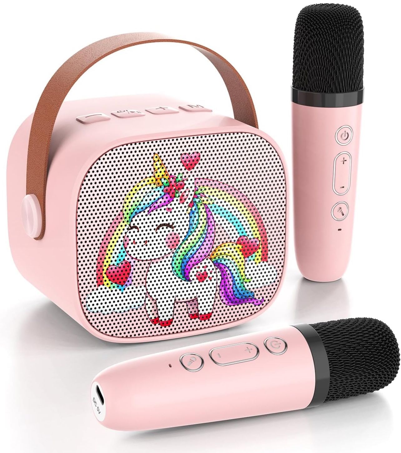 Mini Karaoke Machine for Kids Adults,Portable Bluetooth Karaoke Speaker for Adults Kids with 2 Microphones