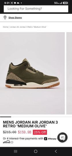 Nike Air Jordan 3 Retro Olive Green/10.5