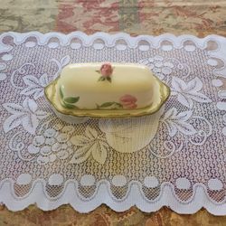 Desert Rose Pattern Butter Dish