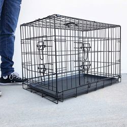 $30 (New in box) Folding 30” dog cage 2-door folding pet crate kennel w/ tray 30”x18”x20” 