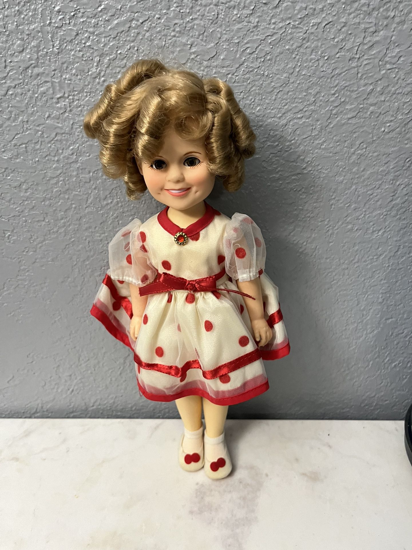 Vintage 1982 Shirley Temple Doll.  Brand IDEAL.  Size 11 1/2 Inches Tall.  Preowned Has Been On Display 