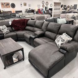 Nantahala Grey Reclining Sectional with Chaise by Ashley 