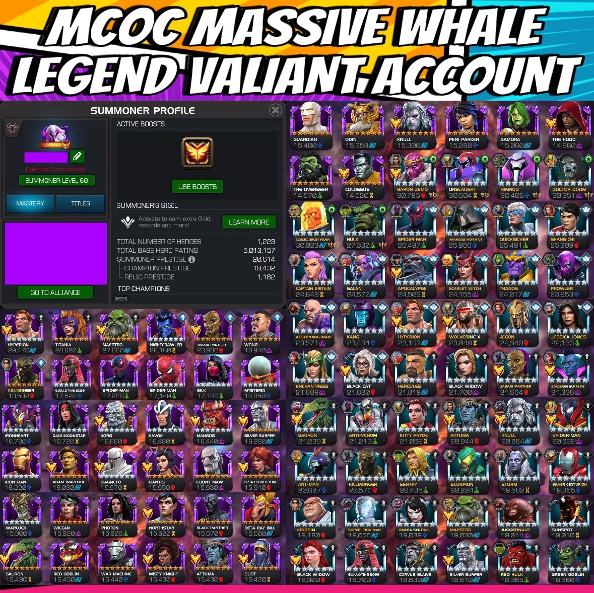 MCOC Massive Whale Legend Valiant Acc