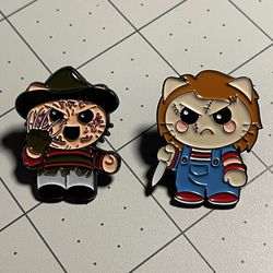 Chucky Doll Kitty And Freddy Enamel Pin