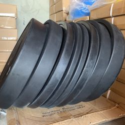 Brand New 330lbs Olympic Black Bumper Plates With 7ft 45lbs Barbell