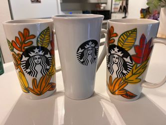Starbucks tall glass mugs (fall/autumn and regular)