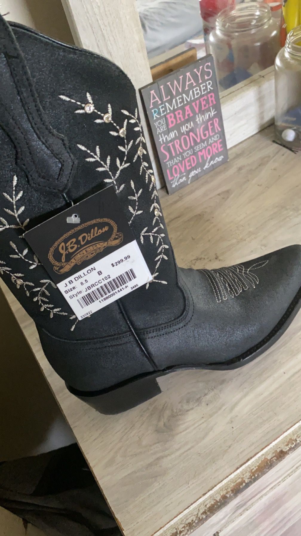 Cowboy Boots Women 8.5 Black Leather 