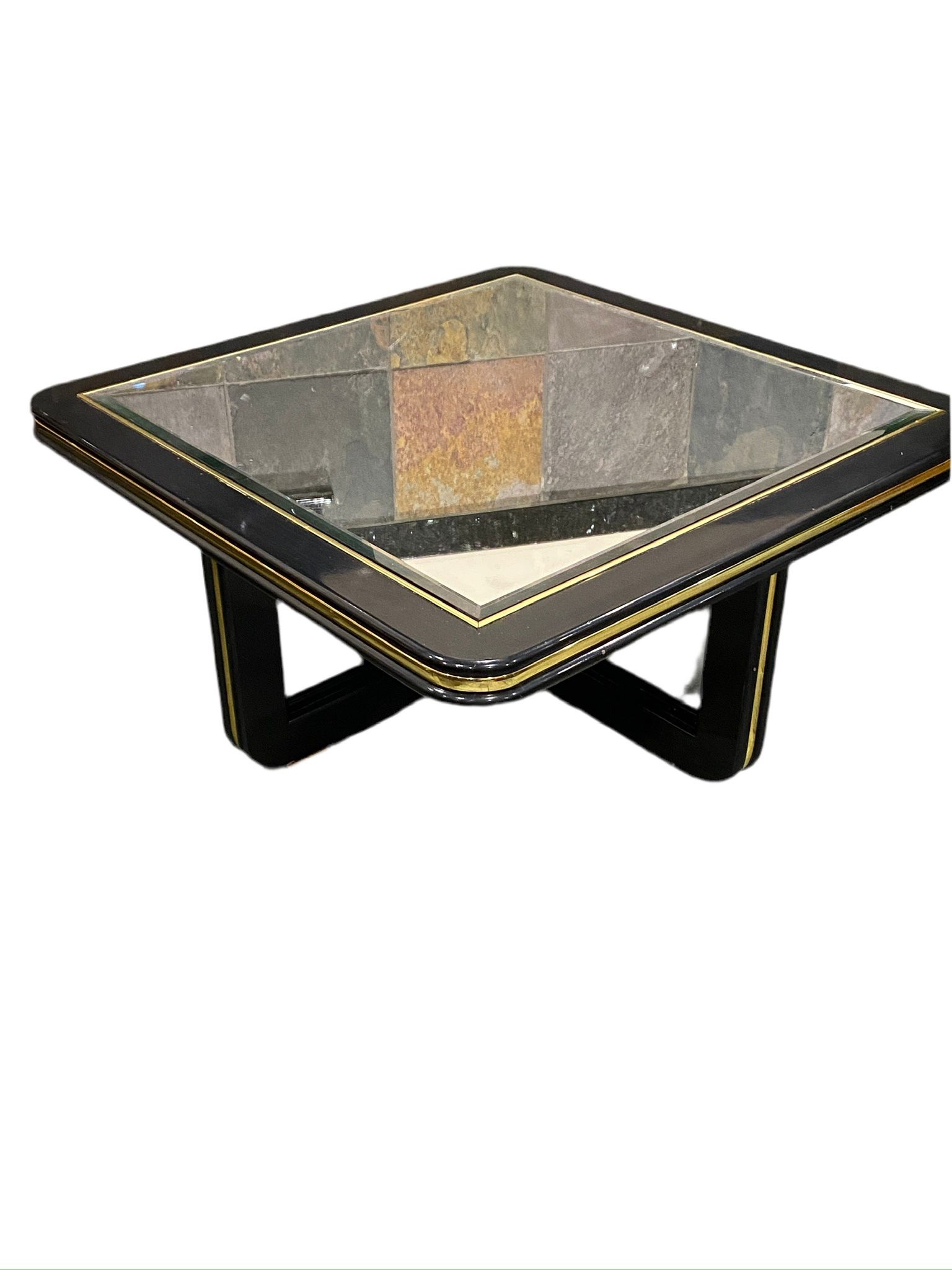 Large Mirrored Modular Cross Base Coffee Table