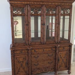 Vintage Broyhill faux bamboo china cabinet