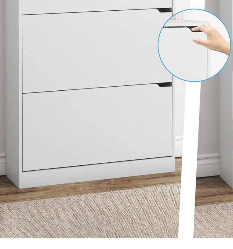 Shoe Cabinet in White set of 2