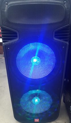 New!! 13000 watt 2x15" bluetooth speaker DJ karaoke style comes with microphone and remote control and wheels for easy movement the Beast))))))