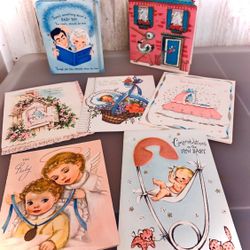 Lot of 7 Used Vintage Baby Cards #052022A3