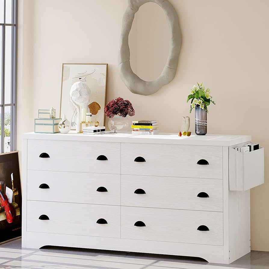 Brand New And Assembled 6 Drawer with Charging Station, TV Stand Storage Chest