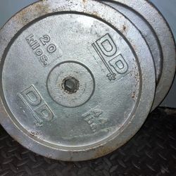 2 44lb Barbell Steel Plates 