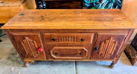 Antique Wood Sideboard Buffet Cabinet