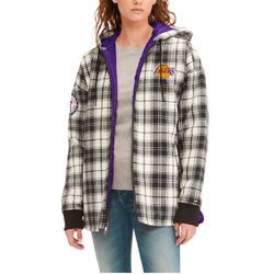 Women's Tommy Jeans Black/Cream Los Angeles Lakers Molly Flannel Hoodie